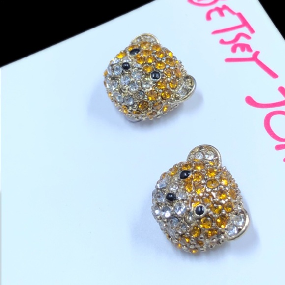Betsey Johnson GT Pave Teddy Bear Stud Earrings - Picture 7 of 10